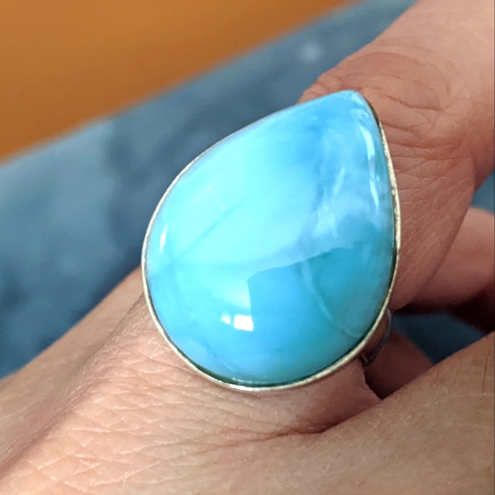 Larimar and Silver Ring